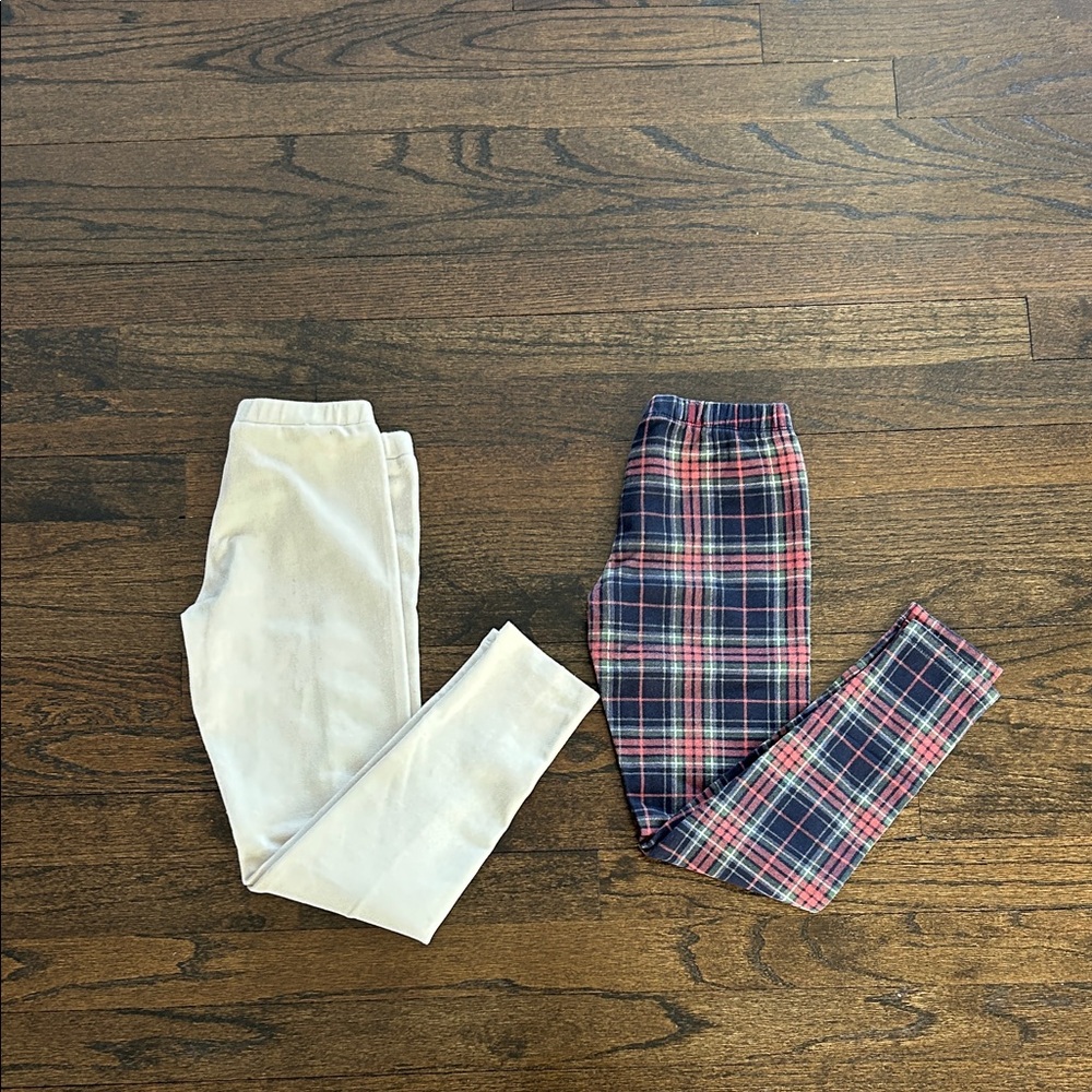 Mayoral Girls Cream and Plaid Soft Pants Size 8